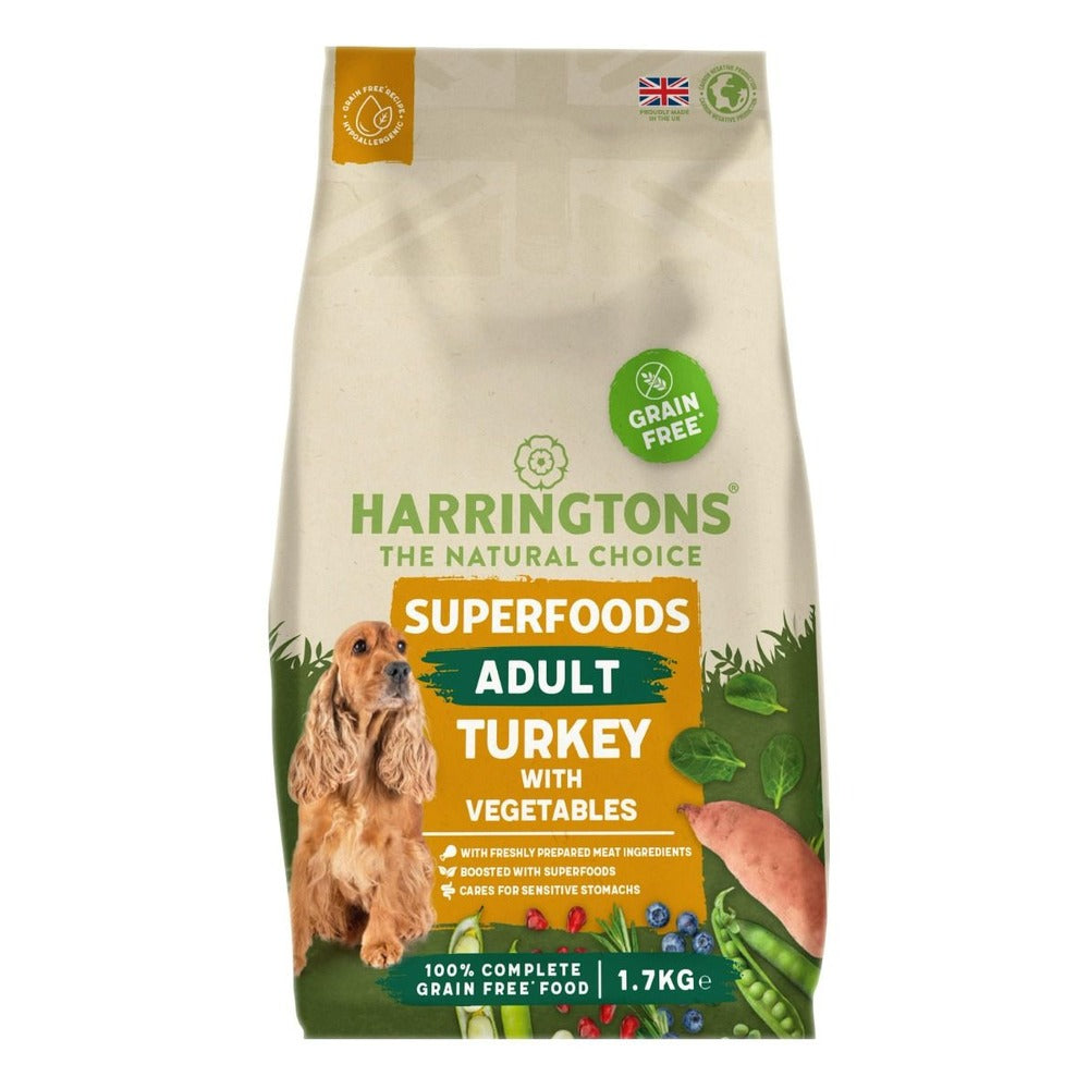 HARRINGTONS Superfoods Grain-Free Adult Dry Dog Food Turkey & Vegetables (1.7 kgs)