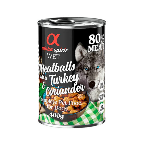 ALPHA SPIRIT Meatballs With Turkey & Coriander Adult Dogs Wet Food (400 gr)