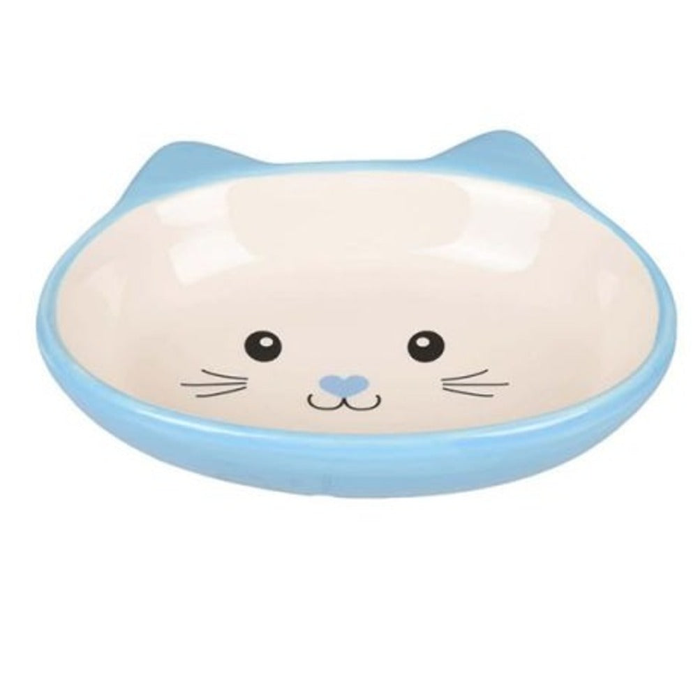 FLAMINGO Cat Shape Ceramic Bowl (Black/Blue Colour)