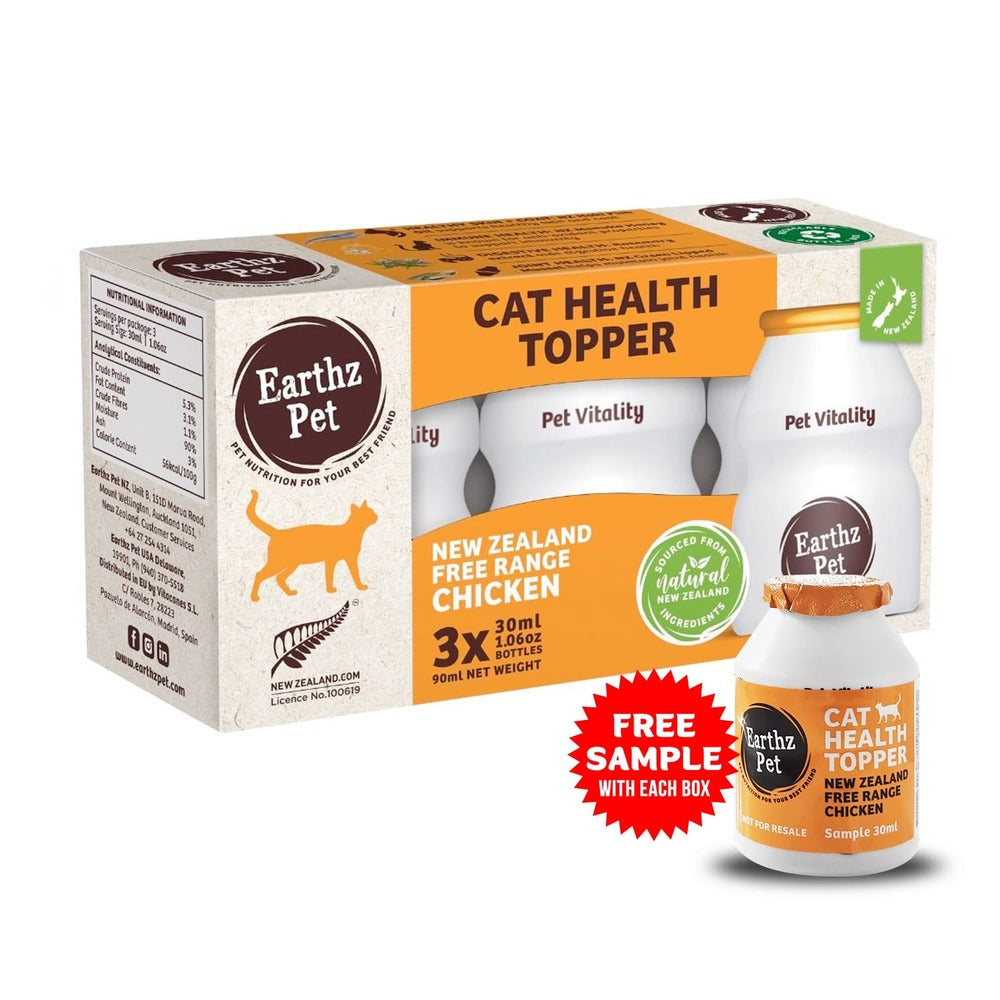 Earthz Pet New Zeeland Chicken Heath Topper For Cats (3 x 30 ml)