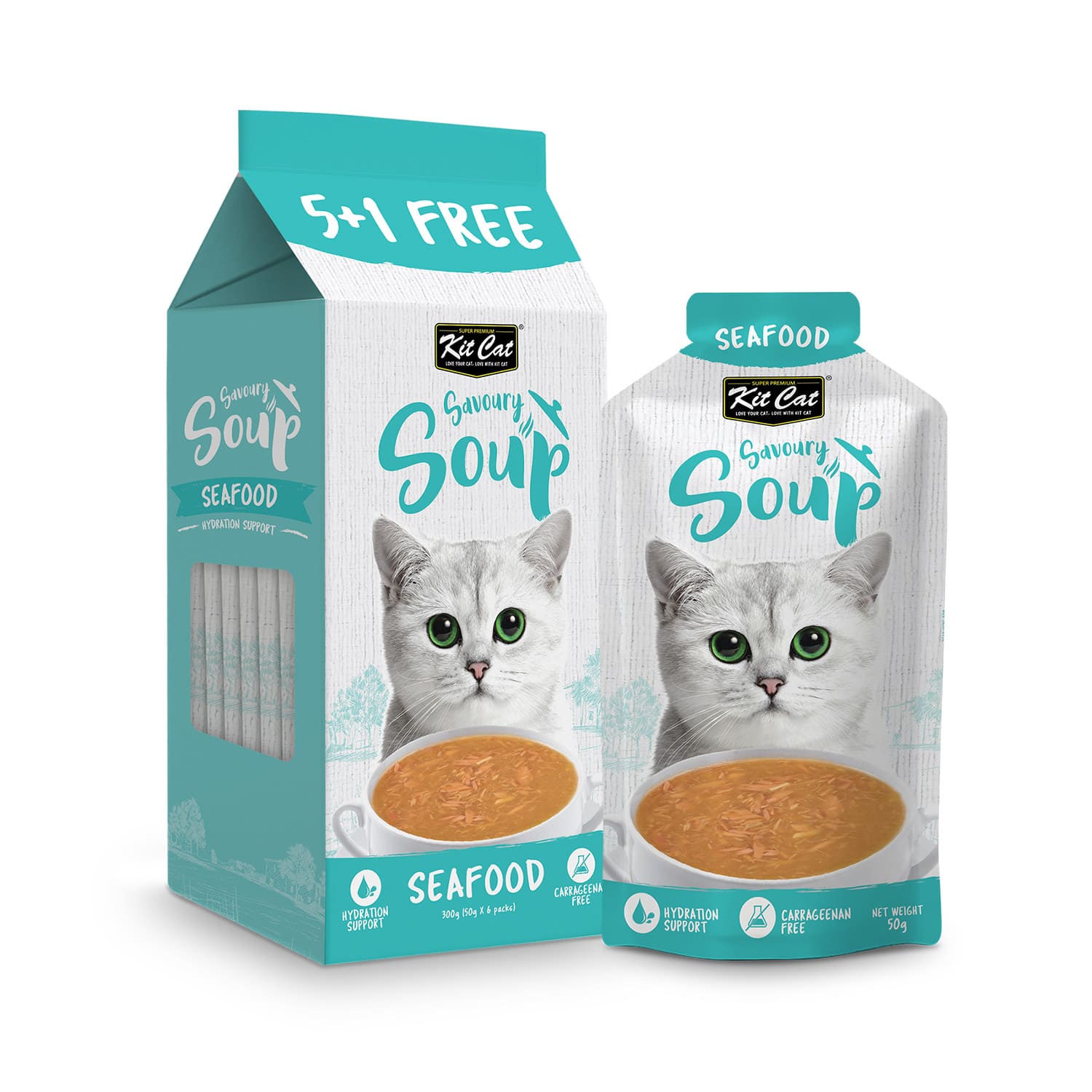 KIT CAT Savoury Soup Treat Sachets (6x 50 gr Various Flavours)