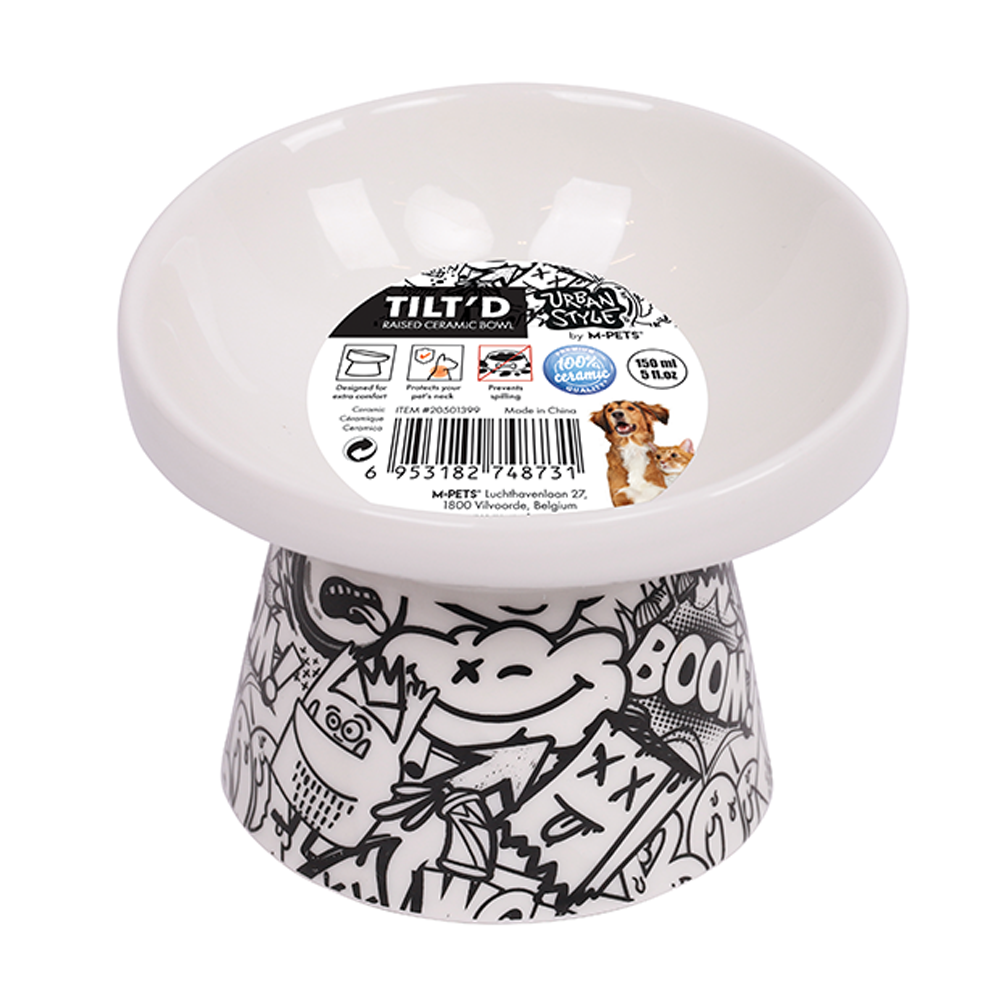 M-PETS Freestyle Raised Ceramic Bowl