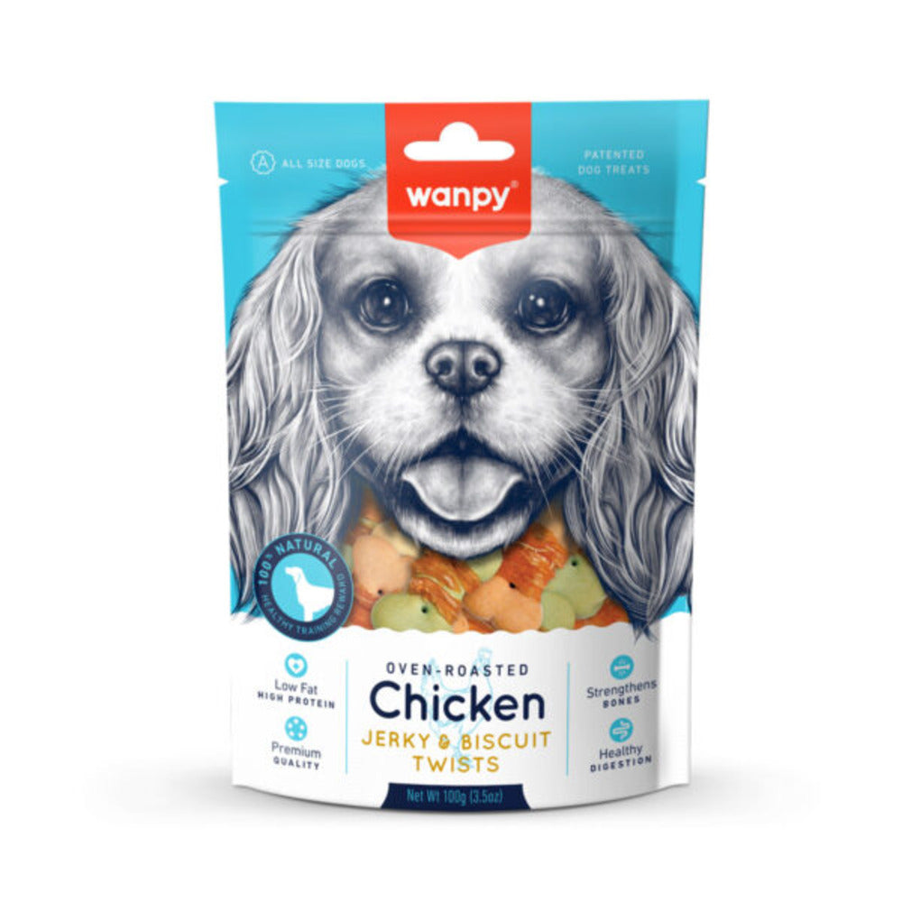 WANPY Chicken Jerky Biscuit Twists Dog Treats (100gr)