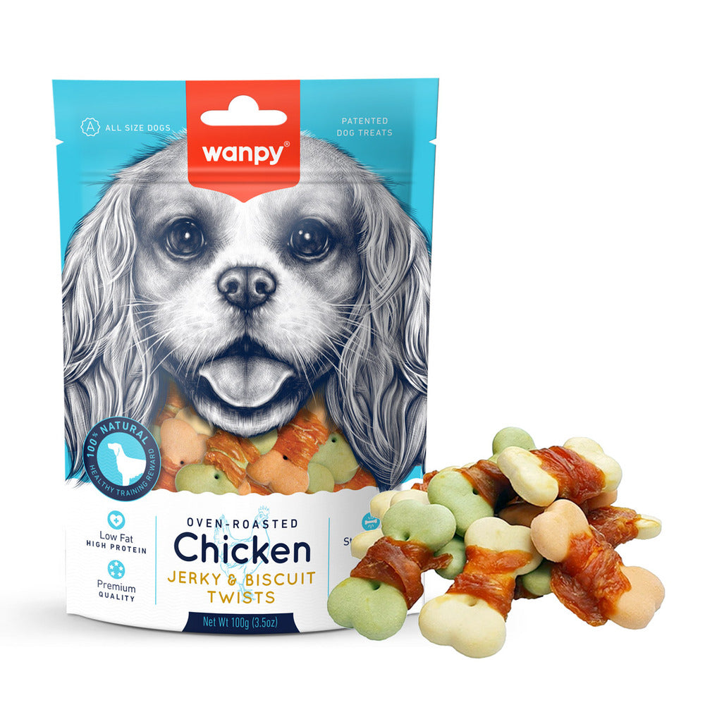 WANPY Chicken Jerky Biscuit Twists Dog Treats (100gr)