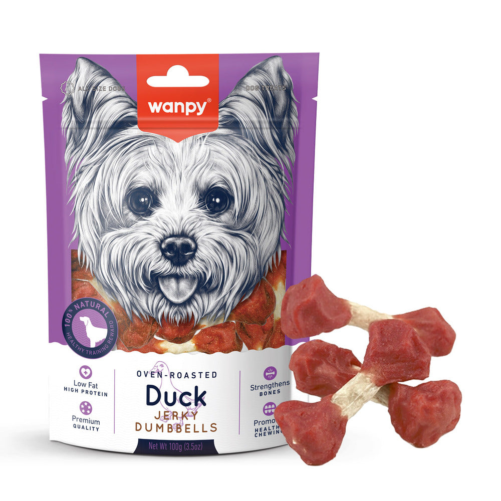WANPY Duck Jerky Dumbbels Dog Treats (100gr)