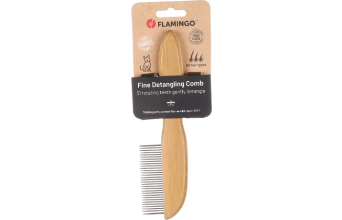 FLAMINGO Bamboo Fine Detangling Rotating 31 Pins Comb For Cat