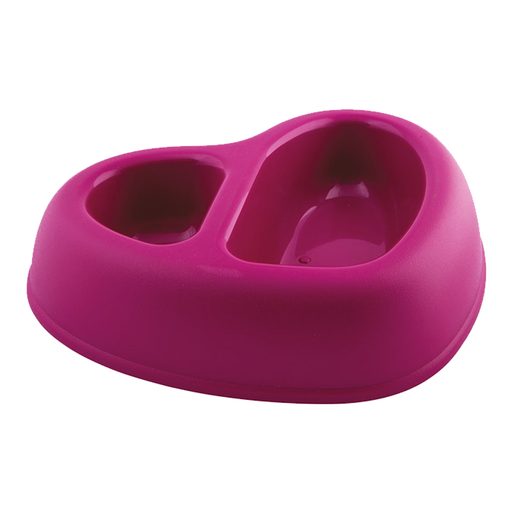 GEORPLAST Heart Shape Plastic Double Bowl (Various Colors)