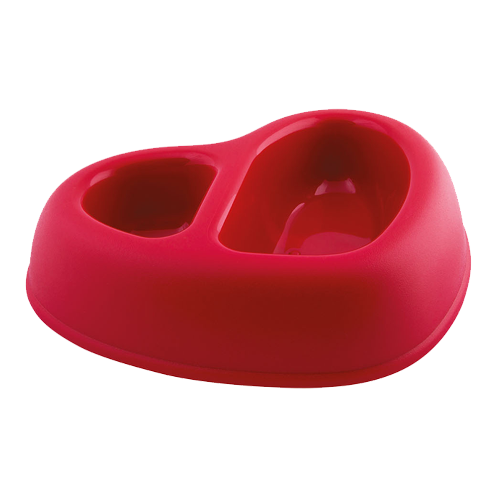 GEORPLAST Heart Shape Plastic Double Bowl (Various Colors)