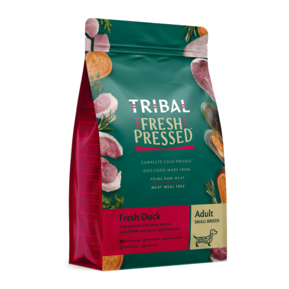 TRIBAL Fresh Pressed Complete Cold Pressed Adult Small Breed Dog Dry Food With Duck (1.5kgs)