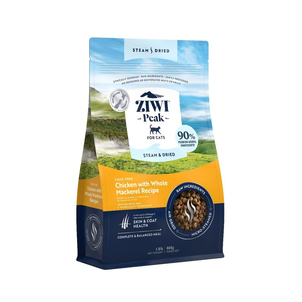 ZIWI PEAK Steam & Dried Cage-Free Chicken With Whole Mackerel Recipe Dry Cat Food