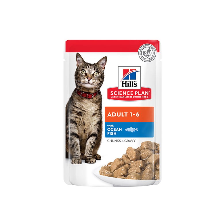 HILL'S Science Plan Adult Cat Wet Food Ocean Fish In Gravy (12x85gr Pouches)