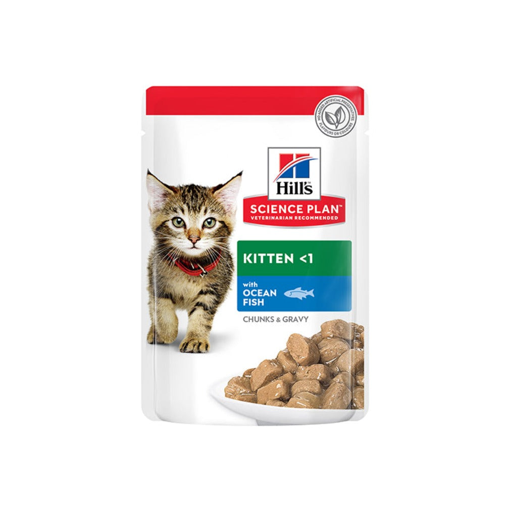HILL'S Science Plan Kitten Tender Chunks Ocean Fish In Gravy (12x85gr Pouches)