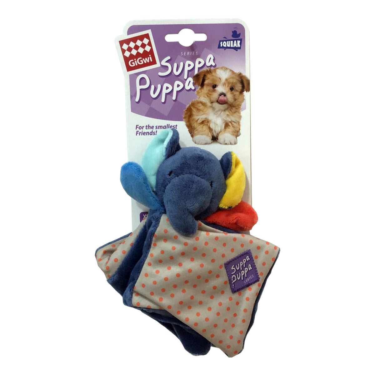 GIGWI Suppa Puppa Elephant with Squeaker & Crinkle (Small)