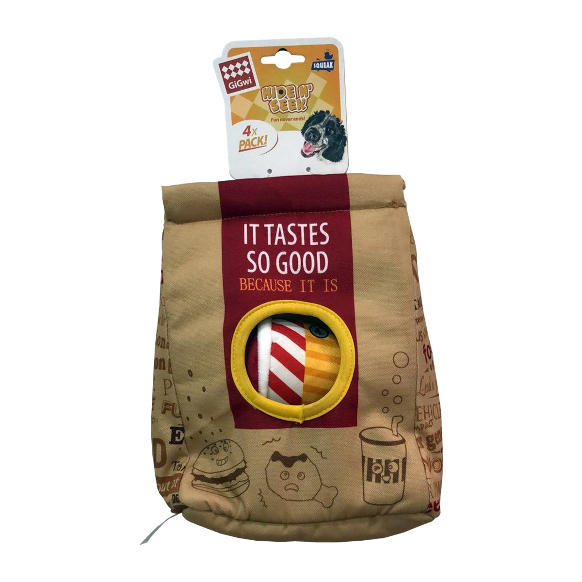 GIGWI Hide & Seek Fast Food Bag (4 Pack)