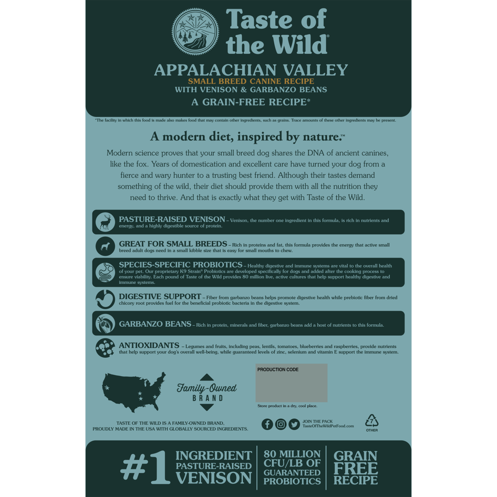 TASTE OF THE WILD Appalachian Valley Small Breed Canine Recipe