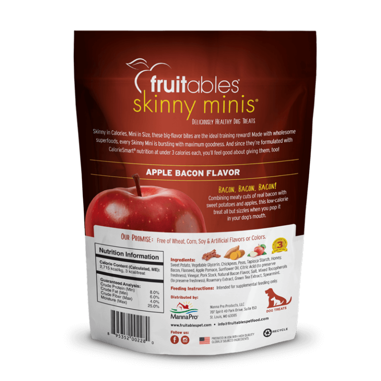 FRUITABLES Skinny Minis Apple & Bacon Dog Treats 141gr