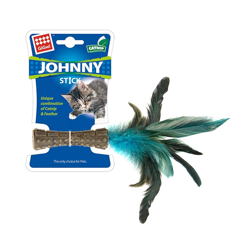 GIGWI Catnip "Johnny Stick" with Natural Feather
