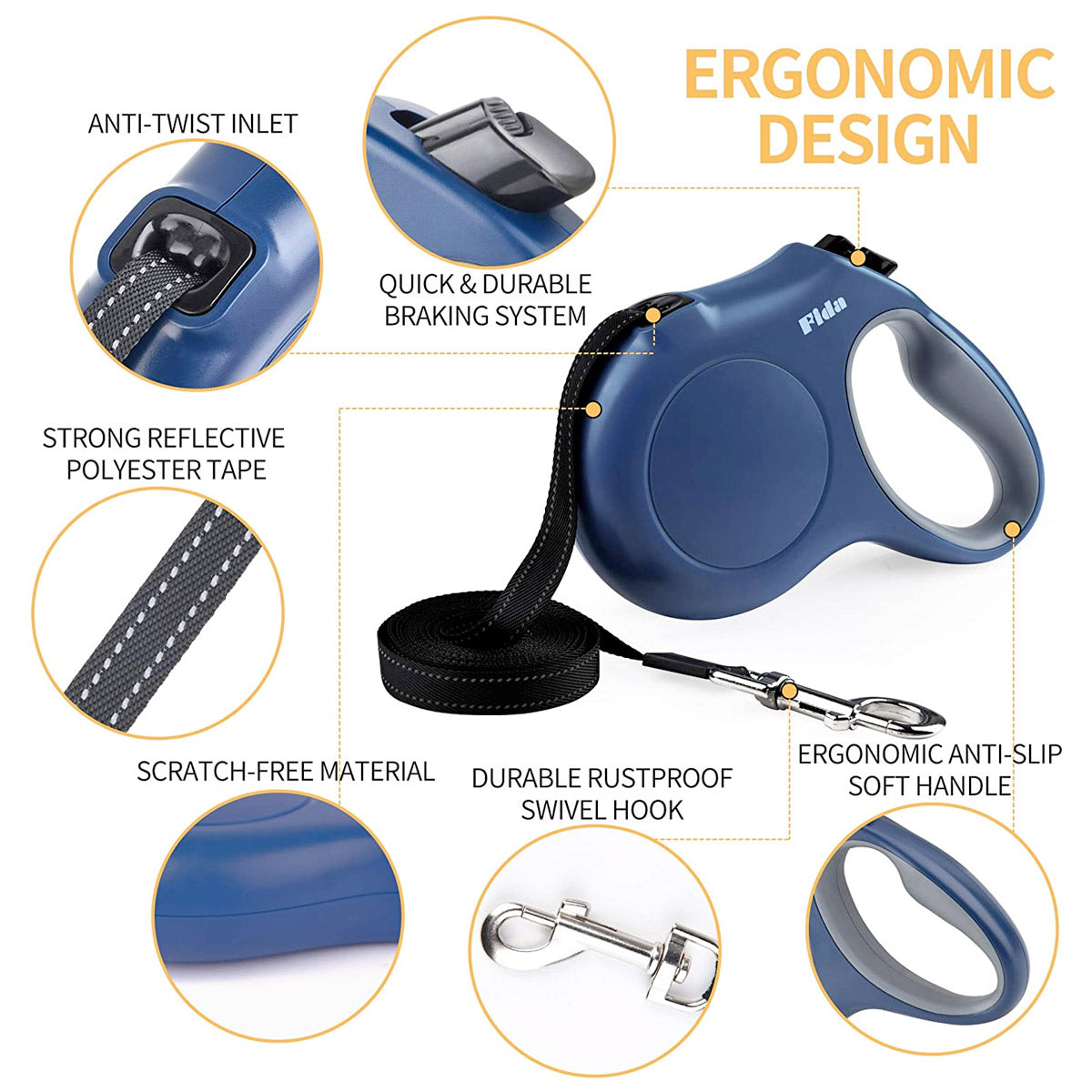 FIDA Retractable Dog Leash (JFA Series)