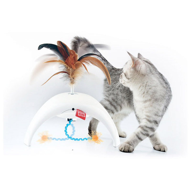 GIGWI Petdroid Feather Spinner with 2 Replaceable Natural Feather Caps