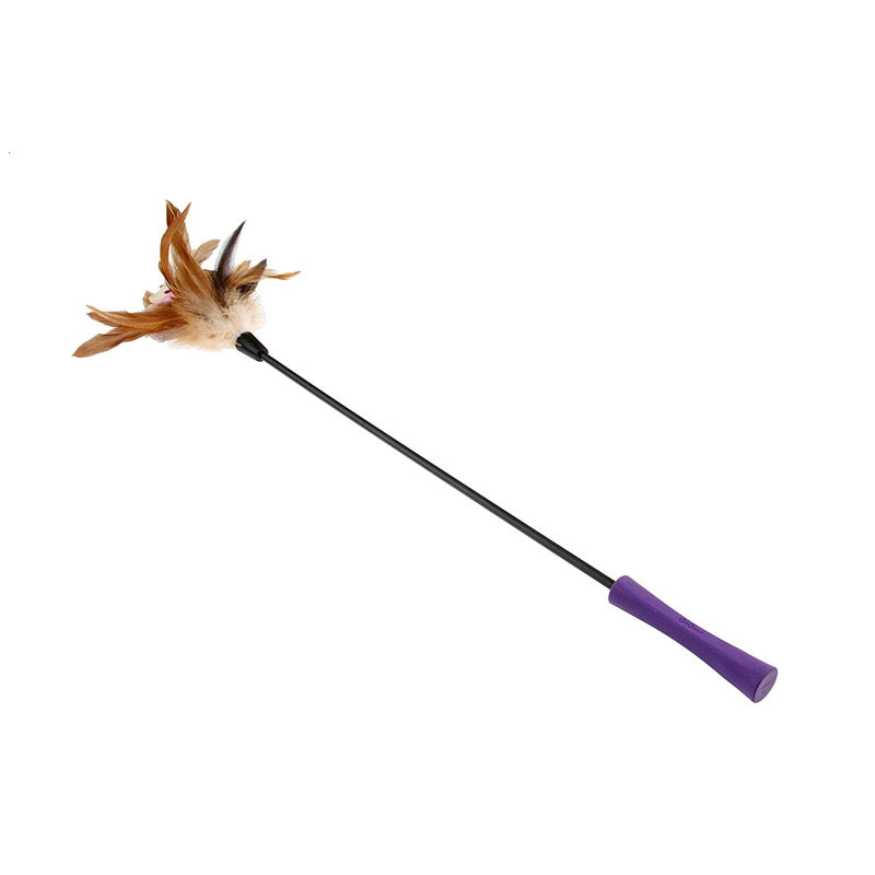GIGWI Feather Teaser with Natural Plush Tail and TPR Handle (Purple)