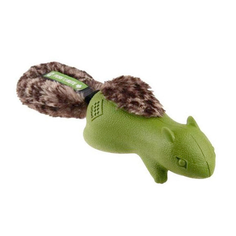 GIGWI Forestail 'Push to Mute' with Plush Tail Squirrel (Green)