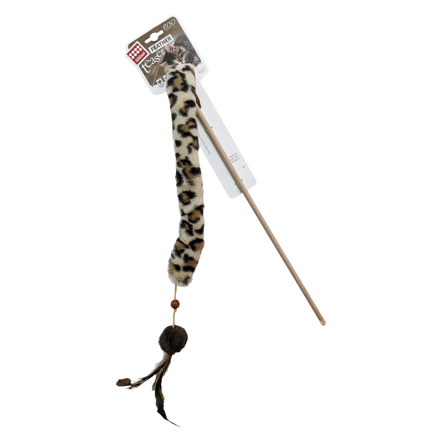 GIGWI Eco Line Feather Teaser with Crinkles & Silvervine Leaves