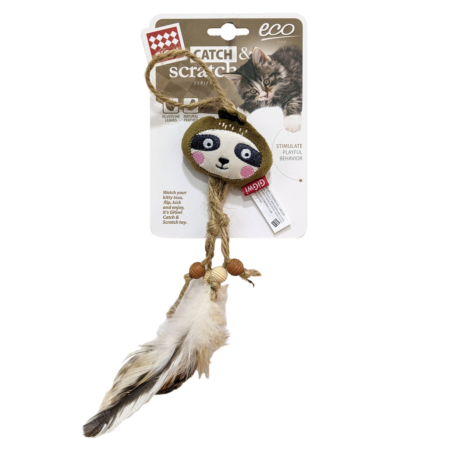 GIGWI Catch & Scratch Eco Line with Feathers (Sloth)