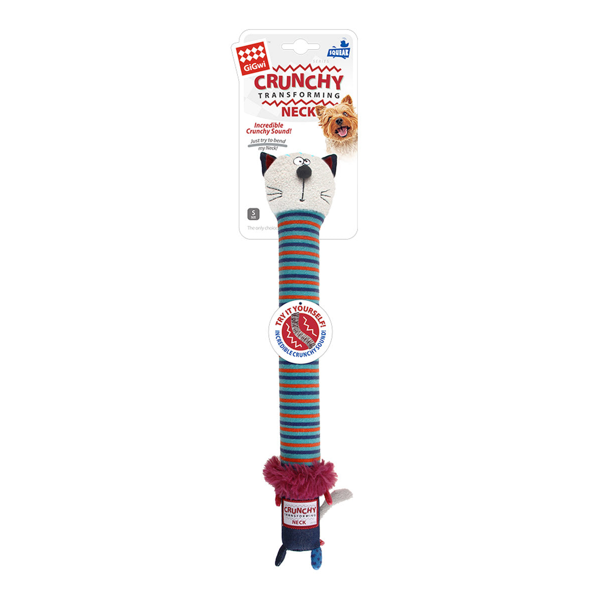 GIGWI Crunchy Neck 'Plush Friendz' Cat (Small)