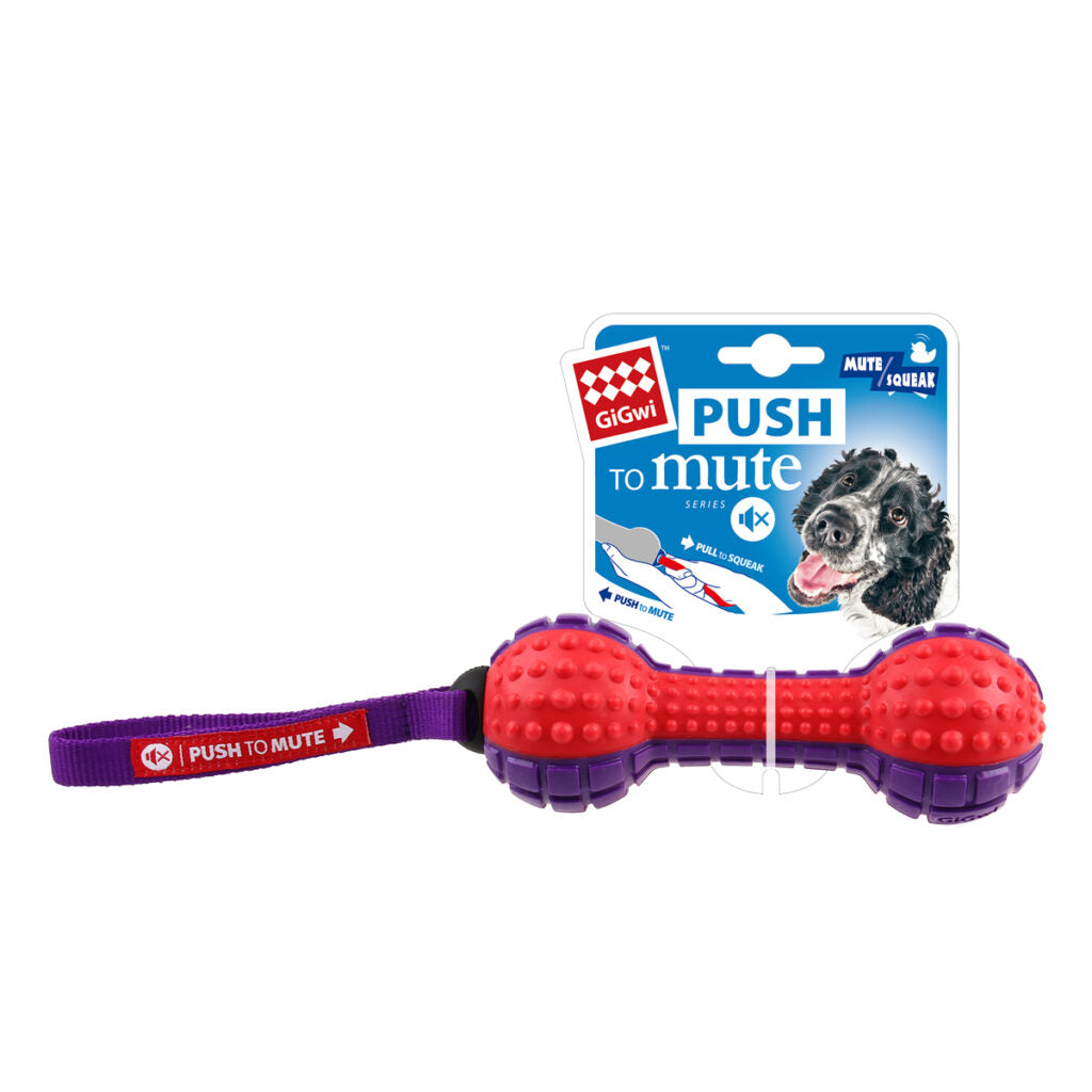 GIGWI Dumbell 'Push to Mute' (Red/Purple)