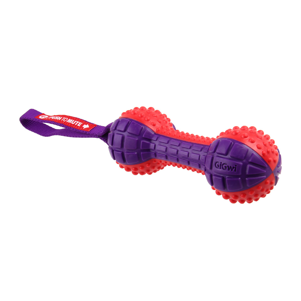 GIGWI Dumbell 'Push to Mute' (Red/Purple)