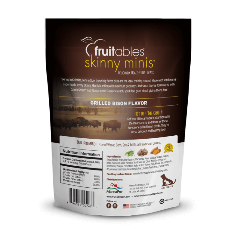 FRUITABLES Skinny Minis Grilled Bison Dog Treats 141 gr