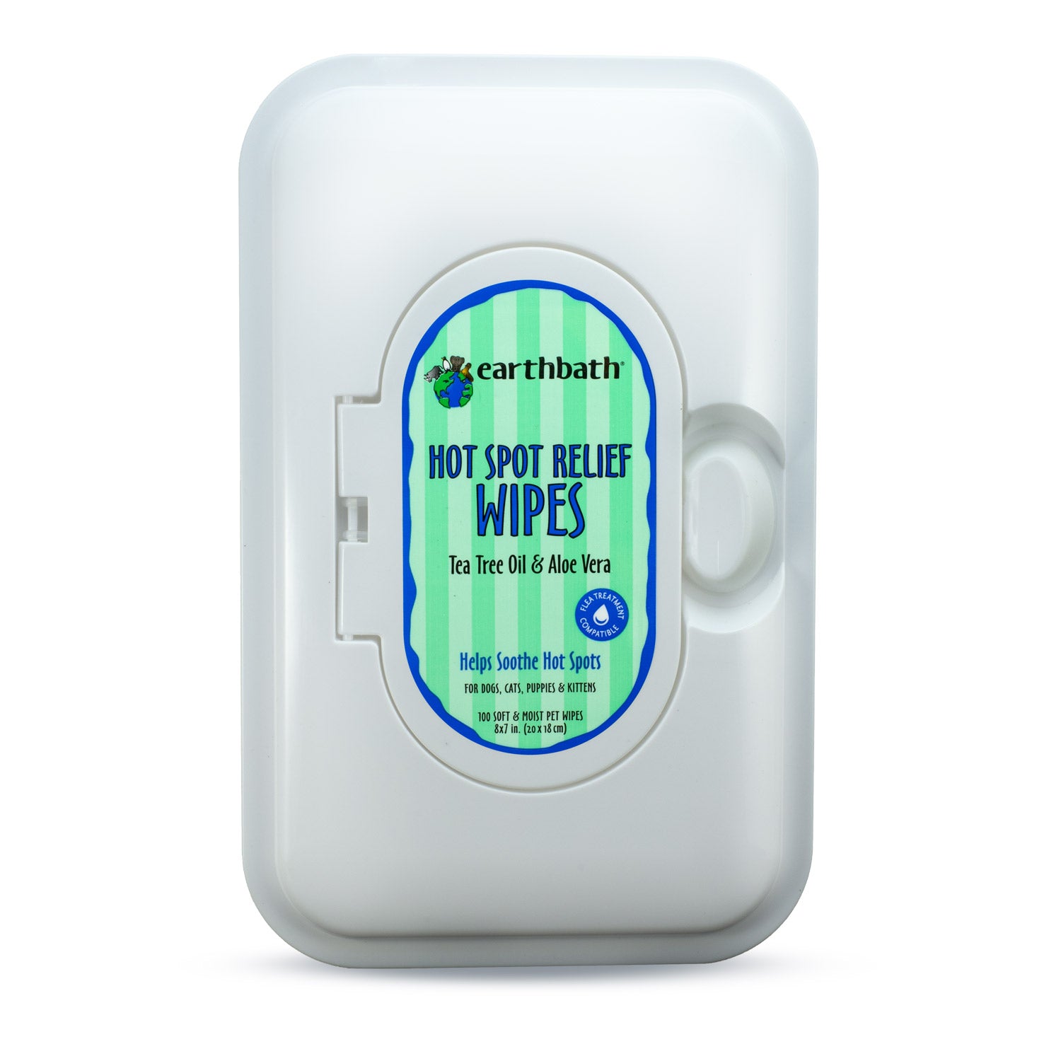 EARTHBATH Hot Spot Wipes (Tea Tree Oil & Aloe Vera) 100ct