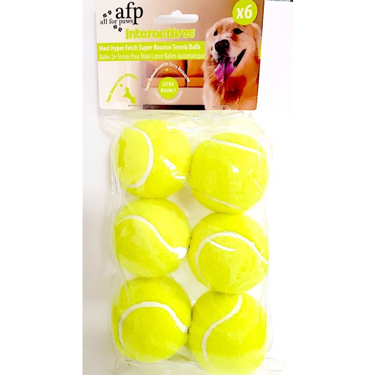 ALL FOR PAWS Maxi Fetch Super Bounce Tennis Ball (6 pcs)