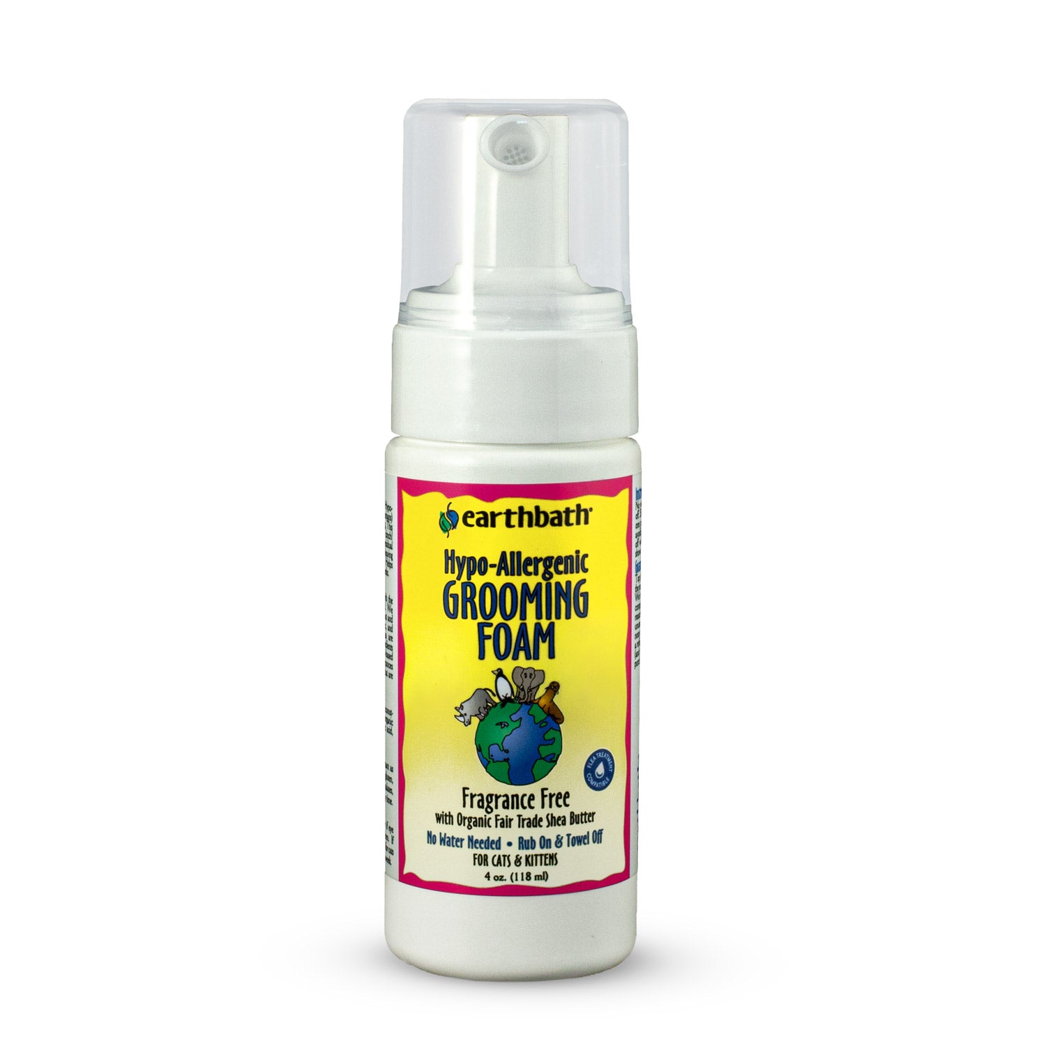 EARTHBATH Waterless Grooming Foam for Cats & Kittens (Hypo-Allergenic & Fragrance Free) 118ml