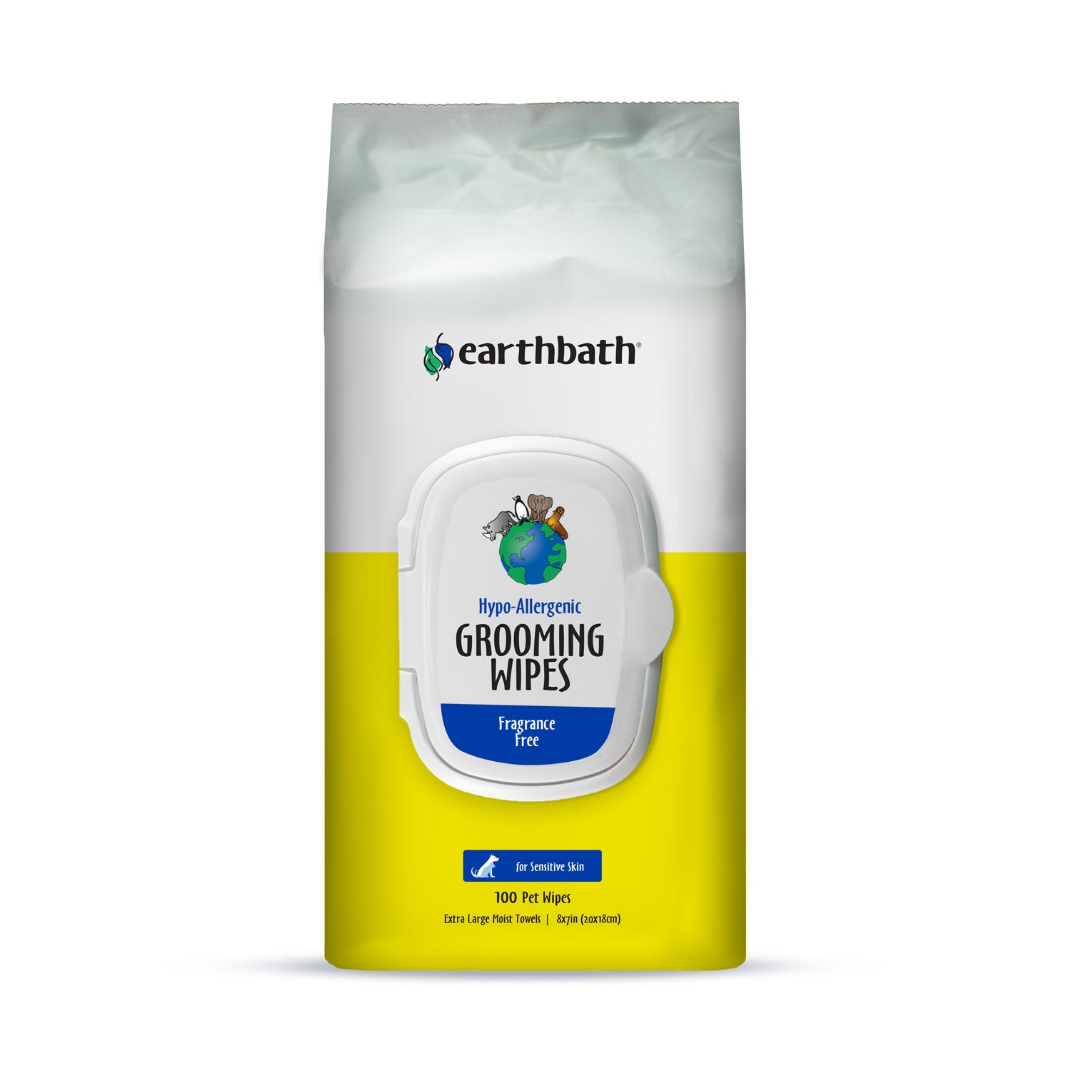 EARTHBATH Hypo-Allergenic Grooming Wipes (Fragrance Free) 100 ct