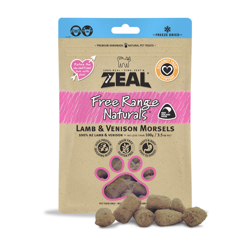 ZEAL Dried Lamb & Venison Morsels Cat Treats 100gr