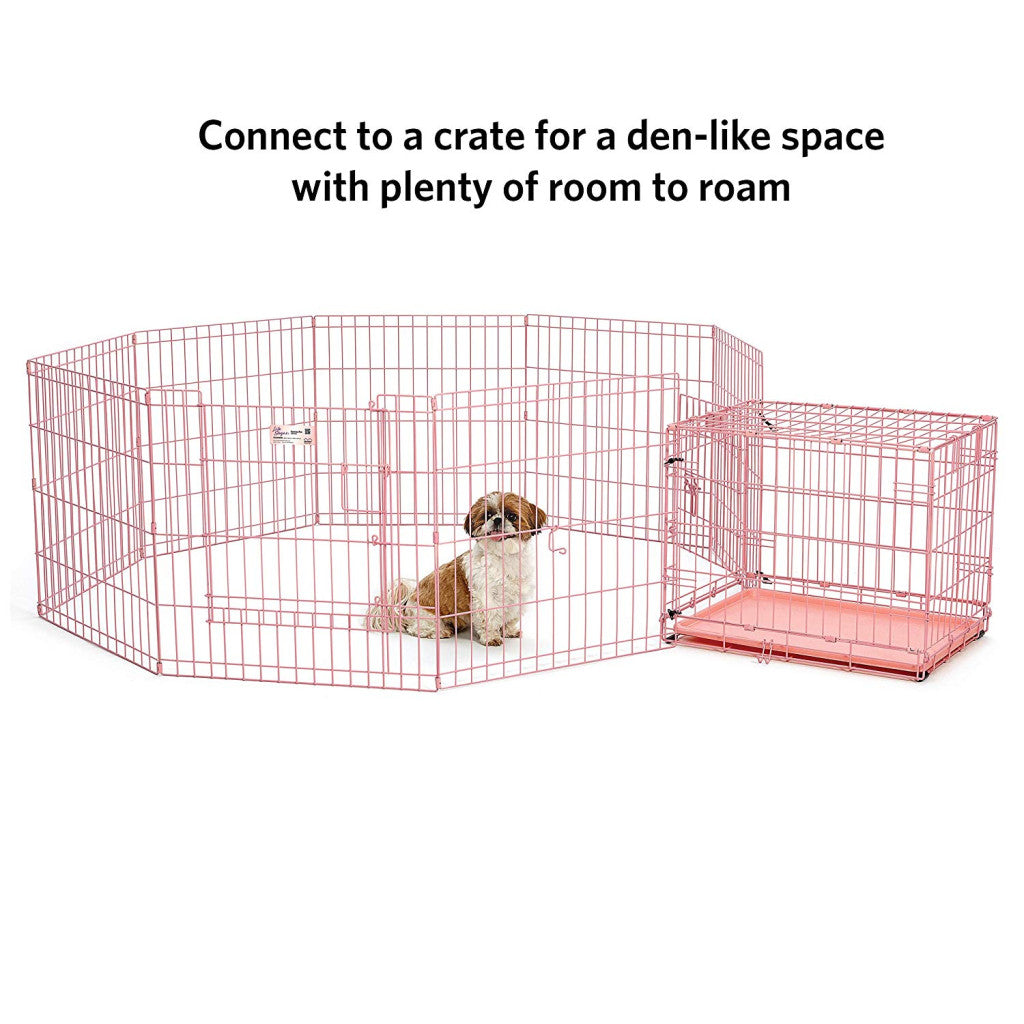 MIDWEST Pink Exercise Pen with Door 24"