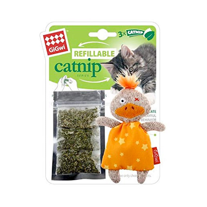 GIGWI Refillable Catnip Toy with 3 Catnip Bags (Duck)