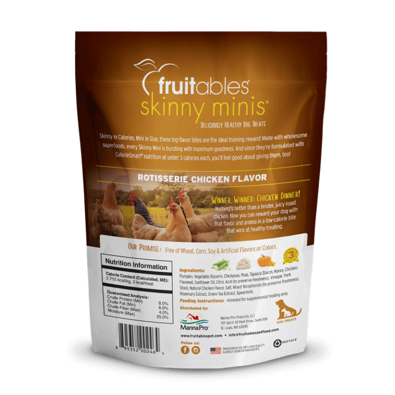 FRUITABLES Skinny Minis Rotisserie Chicken Dog Treats 141 gr