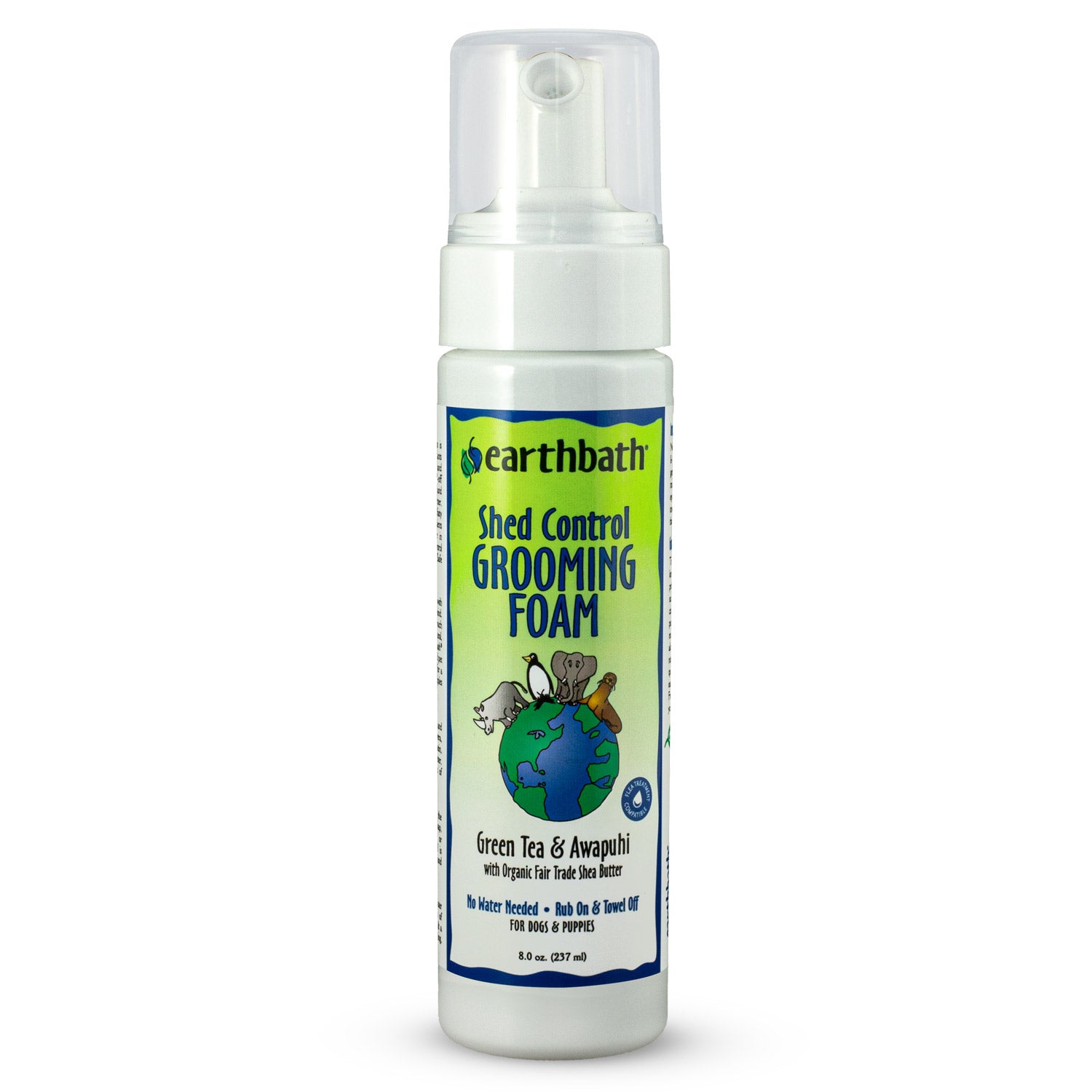 EARTHBATH Shed Control Waterless Foam for Dogs & Puppies (Green Tea & Awapuhi) 237ml