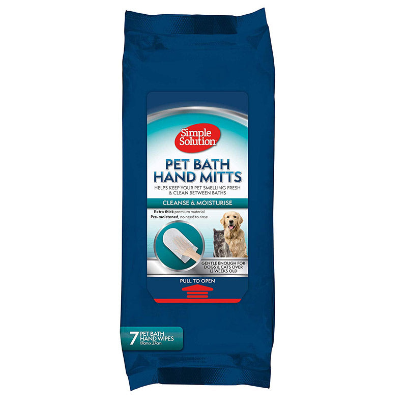 SIMPLE SOLUTION Pet Bath Hand Mitts (7 Handwipes)
