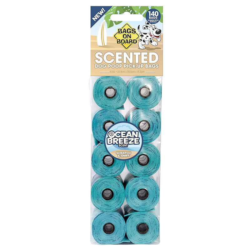 BAGS ON BOARD Refill Pack Ocean Breeze Scented Green 140bags (14×10 )