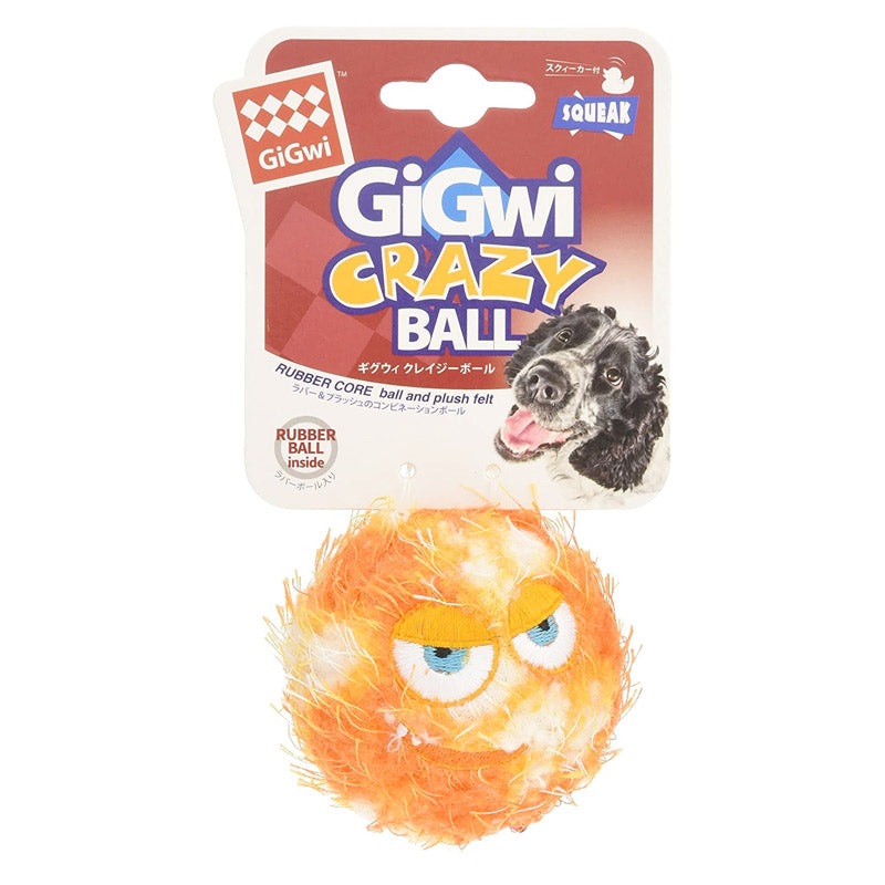 GIGWI Crazy Plush and Rubber Ball (Medium)