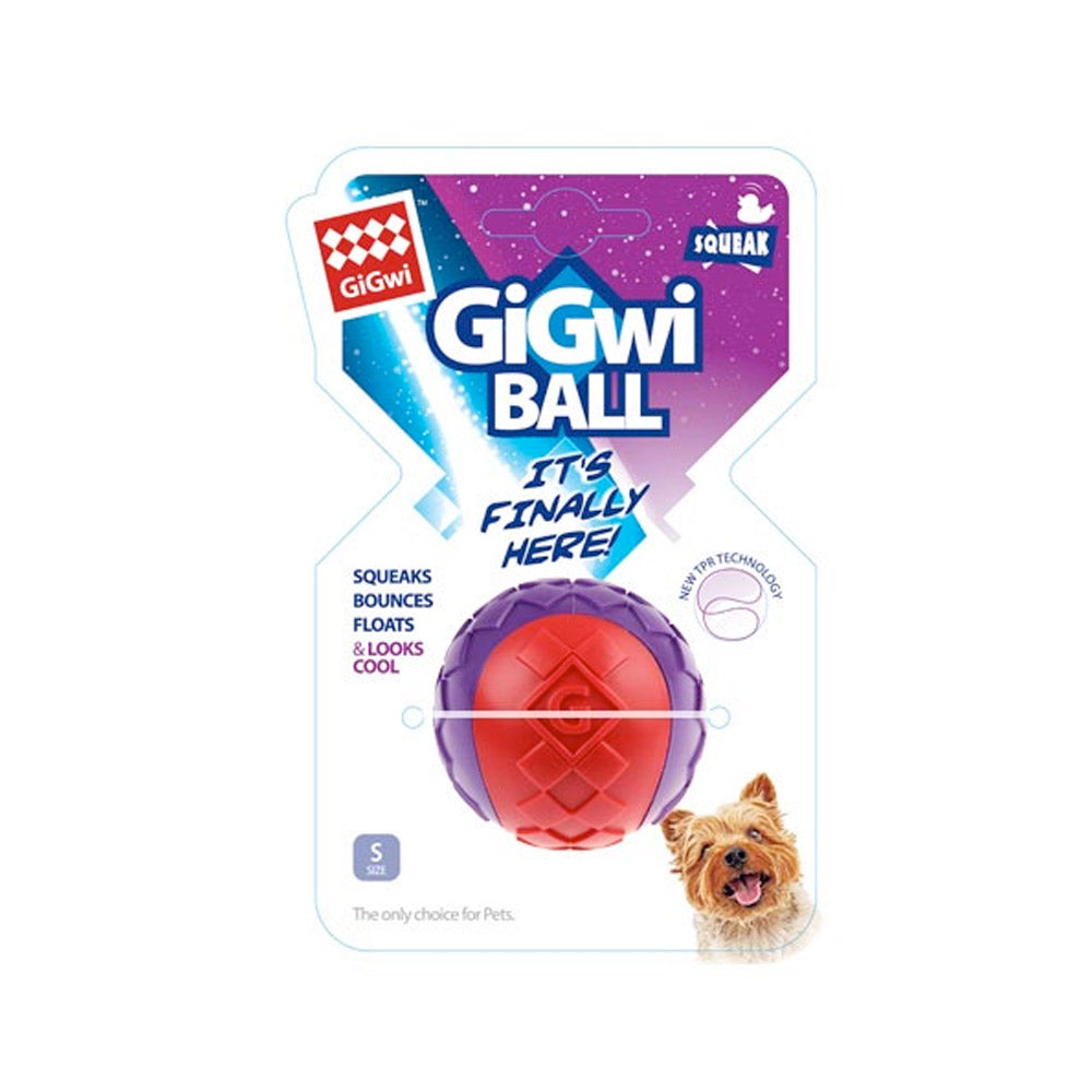 GIGWI Ball Red/Purple Squeaker Solid (Small)