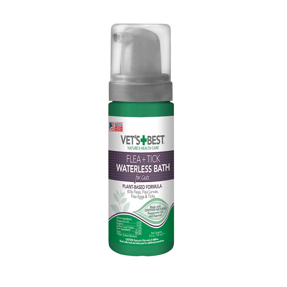 VET'S BEST Flea and Tick Waterless Bath Foam for Cats 145ml