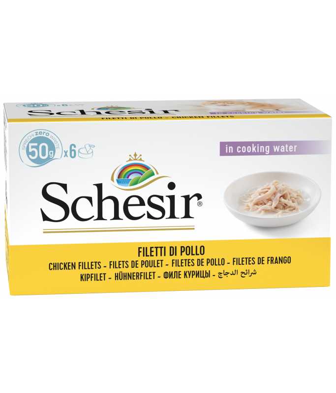 SCHESIR Wet Cat Food In Cooking Water Multipack Various Flavours  (6x50gr Tins)
