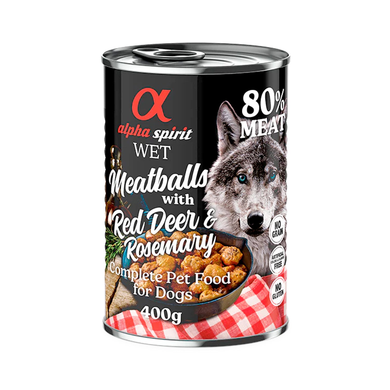 ALPHA SPIRIT Meatballs With Red Deer & Rosemary Adult Dogs Wet Food (400 gr)