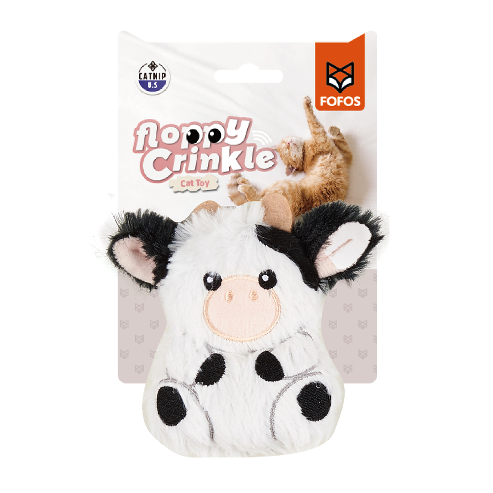 FOFOS Cow Floopy Crinkle Cat Toy