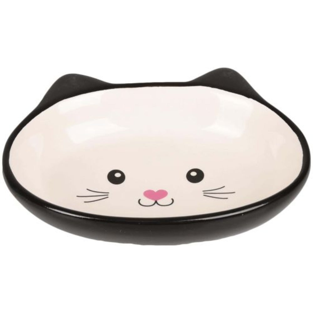 FLAMINGO Cat Shape Ceramic Bowl (Black/Blue Colour)