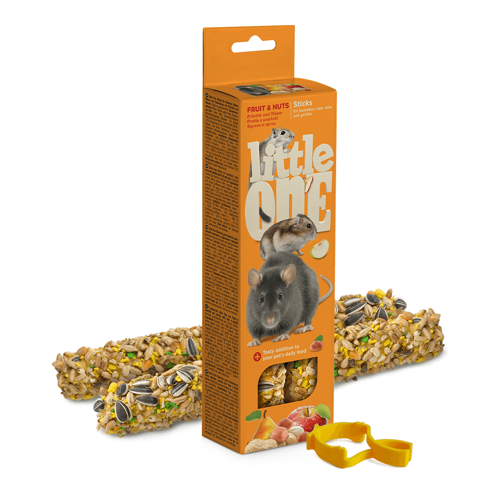 LITTLE ONE Sticks With Fruit & Nuts For Hamsters, Mice & Gerbils (2 x 60gr)